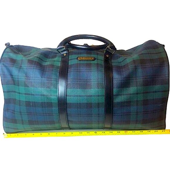 MRALPH LAUREN Black Watch Plaid Boston Overnight Travel Carry-On Duffle Bag 55cm - Picture 14 of 17
